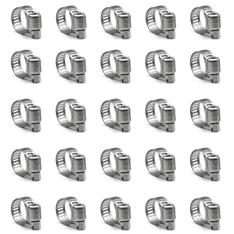 ZIPCCI Hose Clamp, 25 Pack Stainless Steel Worm Gear fuel line hose clamps, 10-16mm (3/8-5/8 inch) - Image 1